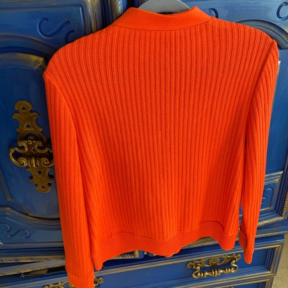 St John Sport Knit Orange ZIP Sweater Jacket Small - Picture 5 of 6
